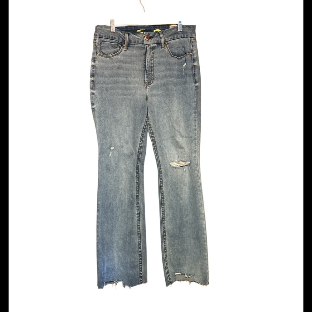 Seven 7 Distressed Blue Jeans size 14 light wash Tommy list high-rise Slim boot